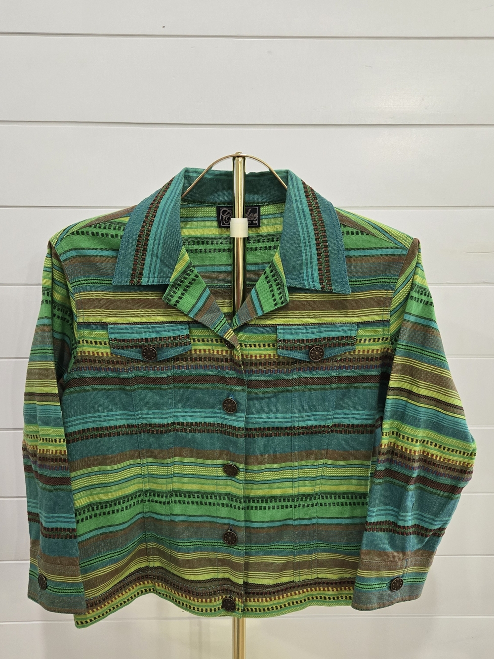 Cattlelac Ranch Serape Multicolored Woven South Western Cowgirl Jacket Sz L